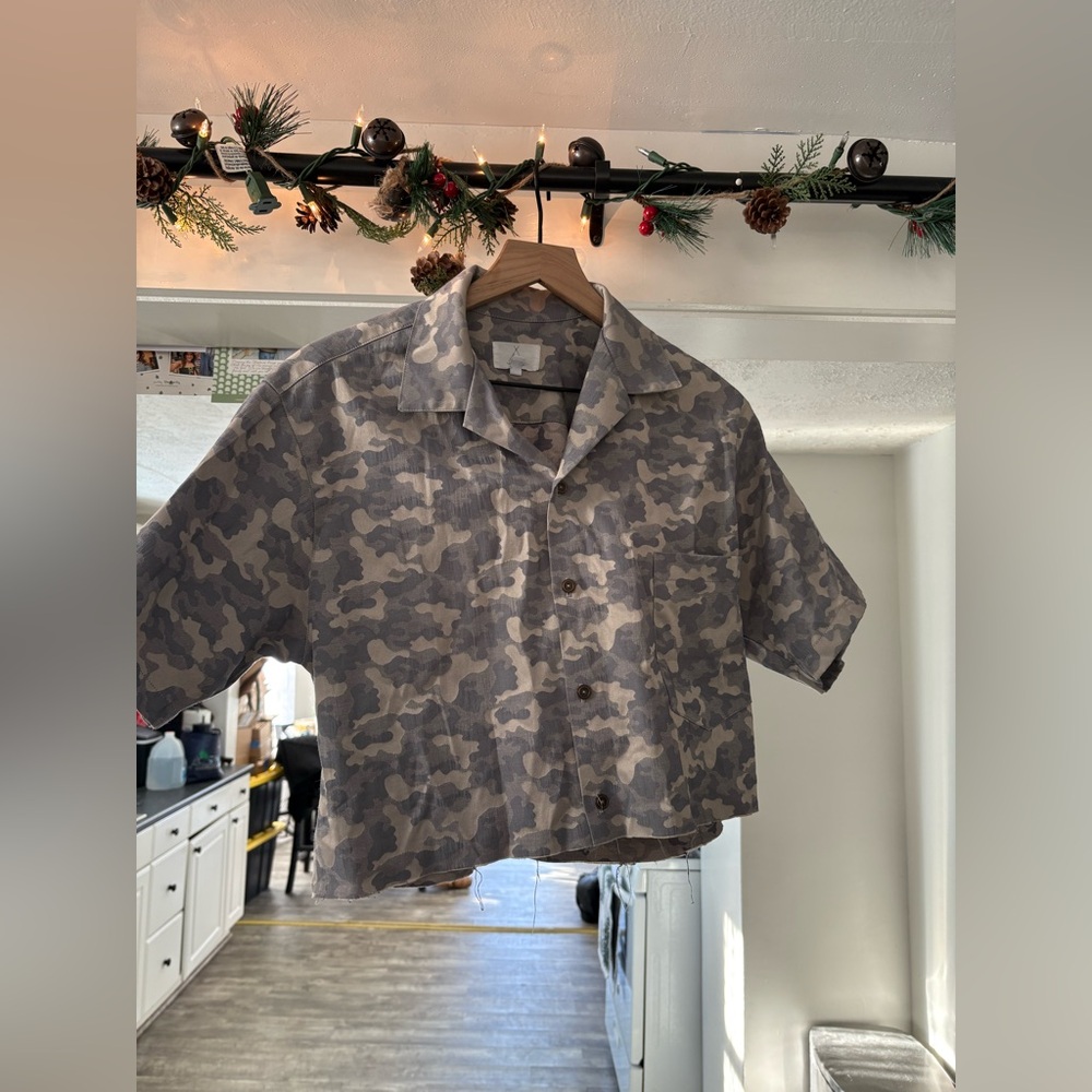 Reworked Gray Camouflage Button Down